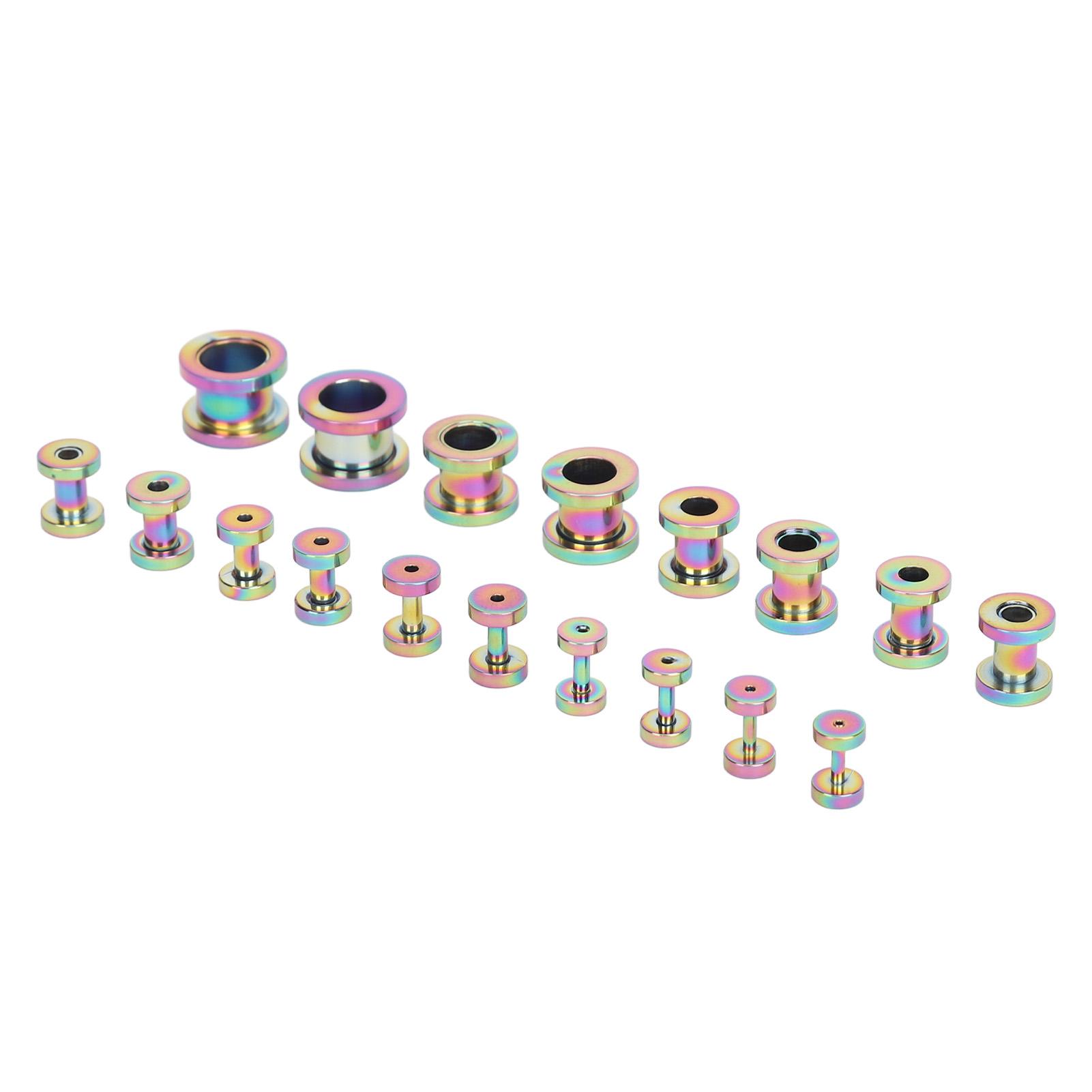

18 шт. Тоннели из нержавеющей стали 14G до 00G Набор для растяжки Двухфланцевые Пирсинг Украшения Плаги для ушей