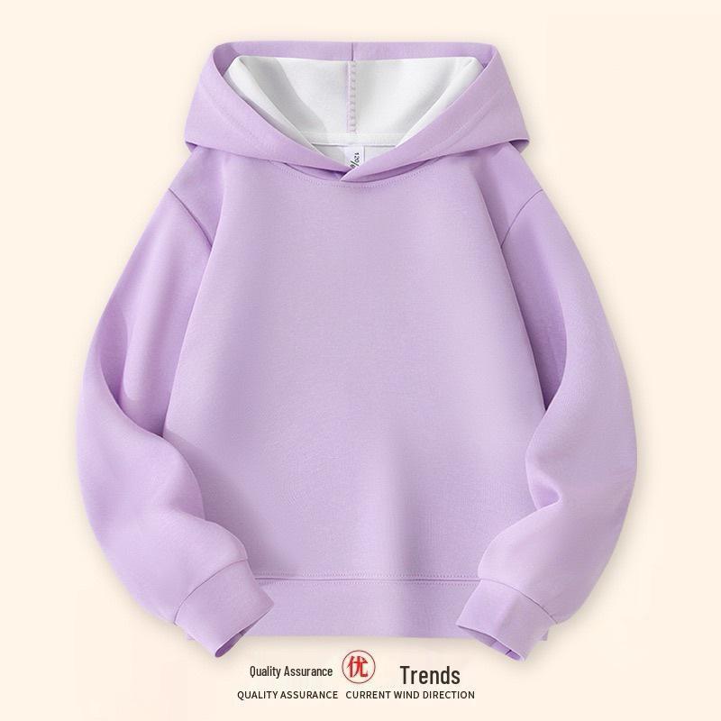 Kids' Fleece-Lined Autumn/Winter Hoodie - Solid Color, Loose Fit Pullover Jacket