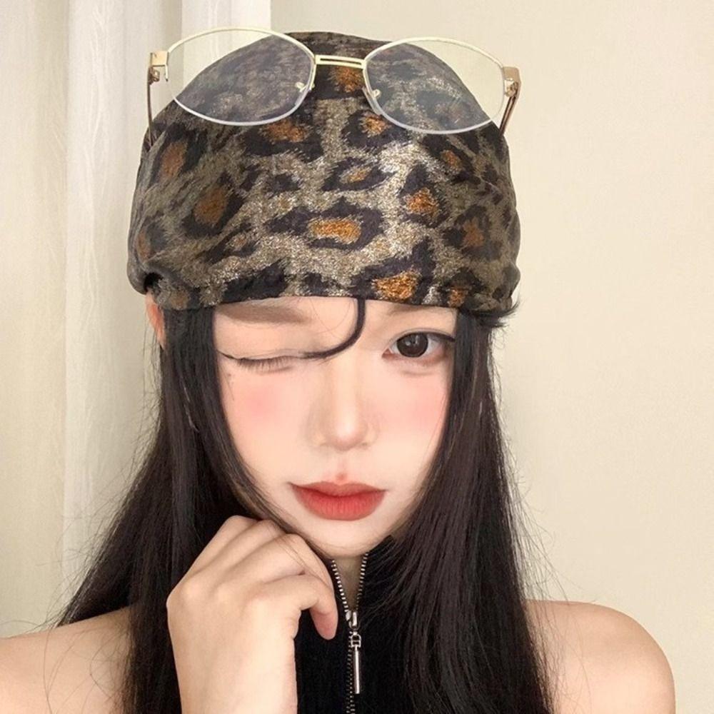 Foulard a Stampa Leopardo Stellato Bandana Punk All-match Turbante con Stampa Y2k Raffinata Vacanza