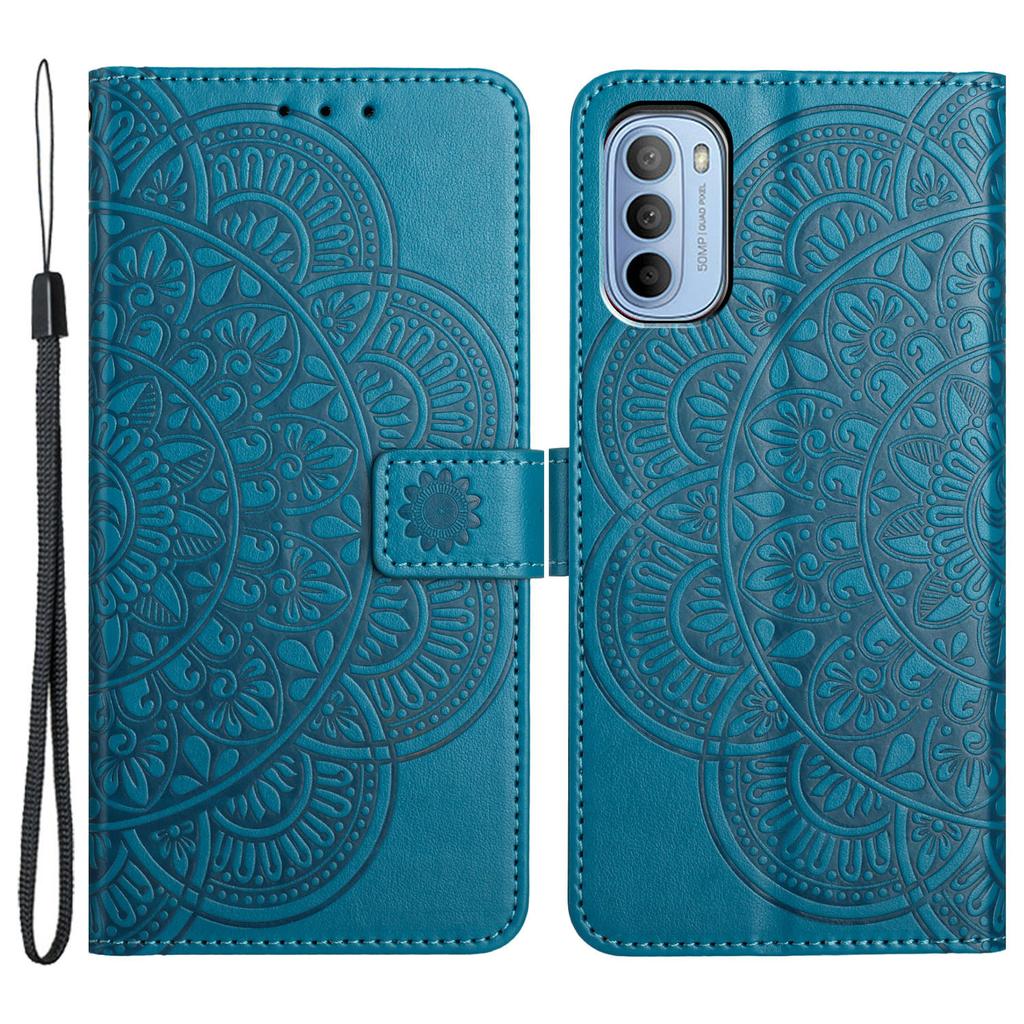 For Motorola Moto G62 5G Wallet Case Flower Pattern PU Leather Magnetic Flip Phone Cover