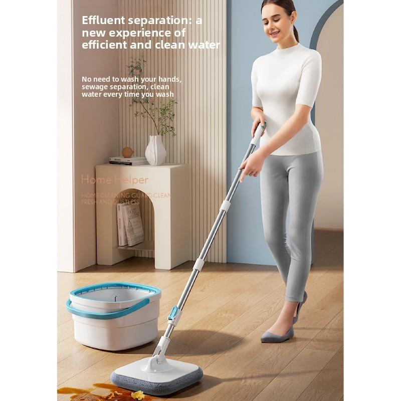 Spin Mop Bucket With Rotating Twisted Drying System For Home Cleaning Efficiency