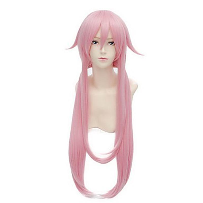 Synthetic Hair Pink Long Straight Heat Resistant Fiber Wigs The Future Diary Gasai Yuno Cosplay Wig