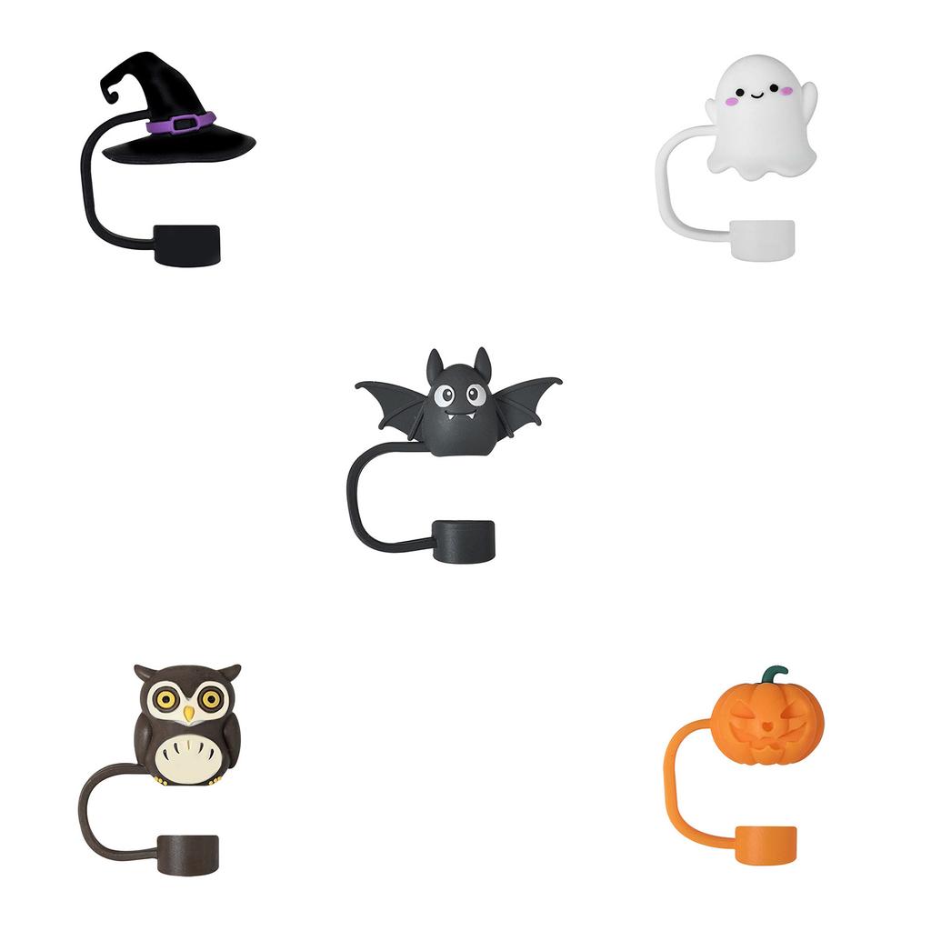 Halloween Straw Cover Cap 10mm Reusable Silicone Straw Tips Lid For Halloween Gifts