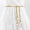 Fashion Elegant Ladies Pearl Waist Chain Metal Chain Belt Wild Waistband Women Dress Decoration Belts Slim Belt