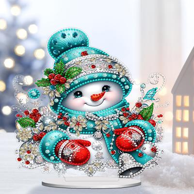 Christmas Snowman Table Top Diamond Painting Ornament Kits Cute Diamond Painting Desktop Ornaments Kit for Adults Beginner