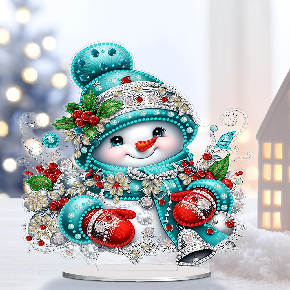 Christmas Snowman Diamond Painting Tabletop Ornaments Kit Acrylic Table Top Diamond Painting Ornament Kits Bedroom Table Decor