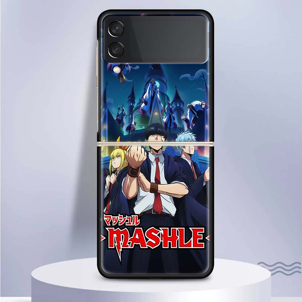 Mashle Magic And Muscles For Samsung Galaxy Z Flip 5 4 3 5G Phone Case Black Hard Cover ZFlip 5 4 3 Luxury Shockproof Bumper Coq