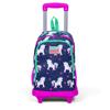 Coral High Kids Navy Blue Pink Unicorn Patterned Three-Compartment Squeegee Backpack 23366