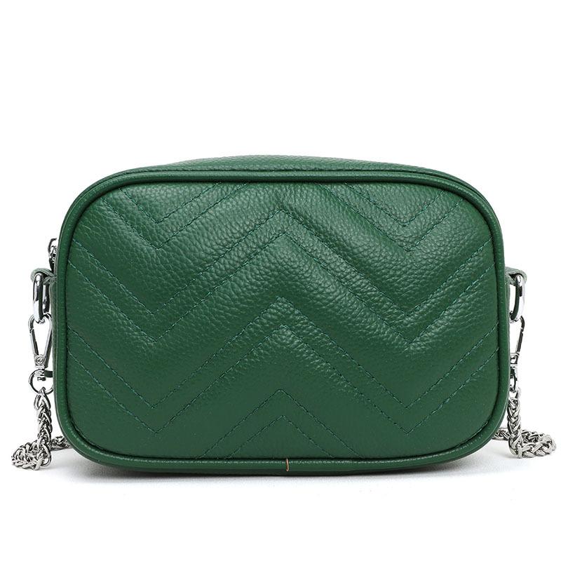 First layer cowhide small square bag women's bag new trendy fashion embroidered thread single shoulder messenger bag chain small bag