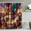 Vivid Carnival Mask Printed Shower Curtains For Bathroom Decor Customizable Text Option (Blue-Green)