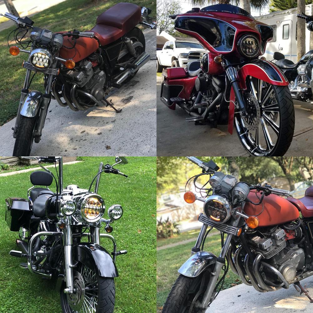 Universal 7 Inch Led Car Motorcycle Headlight DRL H4 Headlamp For Harley BMW Yamha Honda 7" Headlight