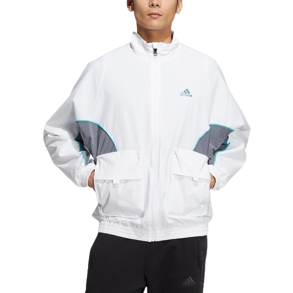 adidas Giacca con Logo Stampato Patchwork Collo Alto Zip Uomo Capispalla Bianco HM5146