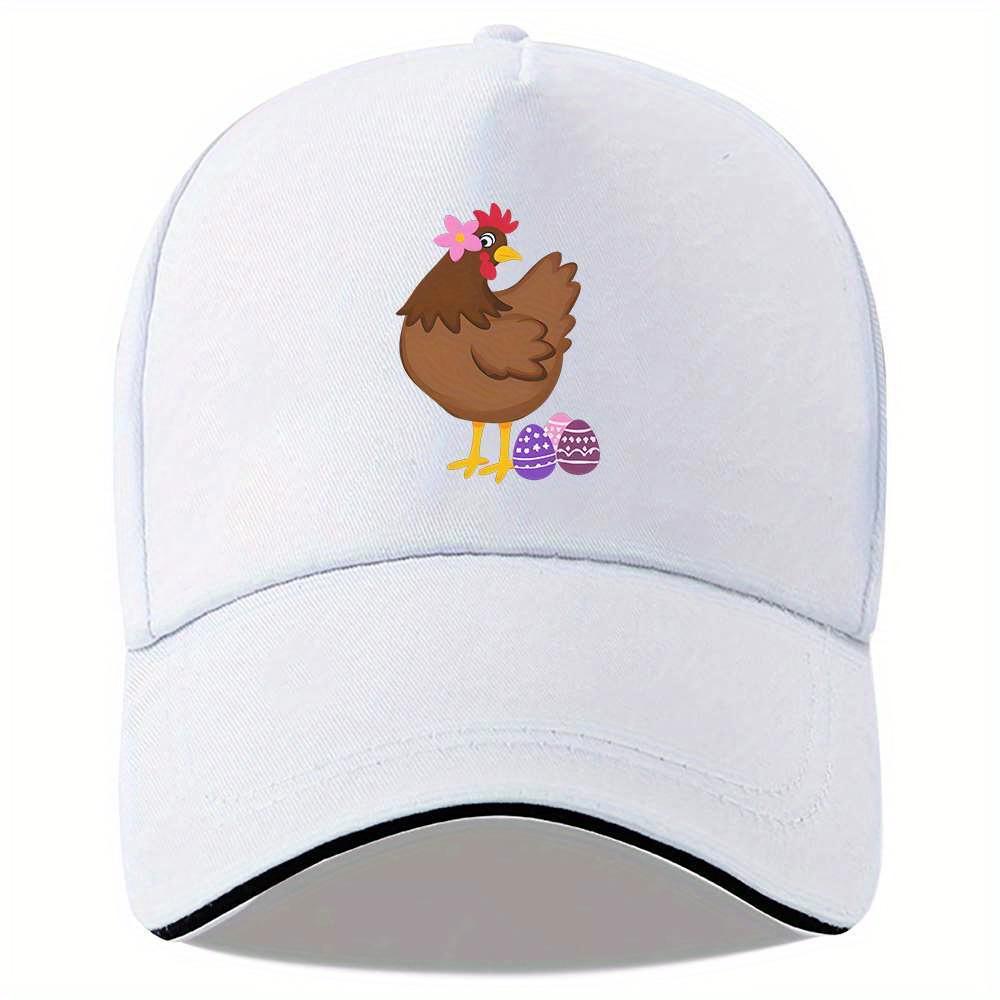 Cute Chicken and Easter Eggs Baseball Cap Adjustable Polyester Adult Casual Spring Hunting Hat
