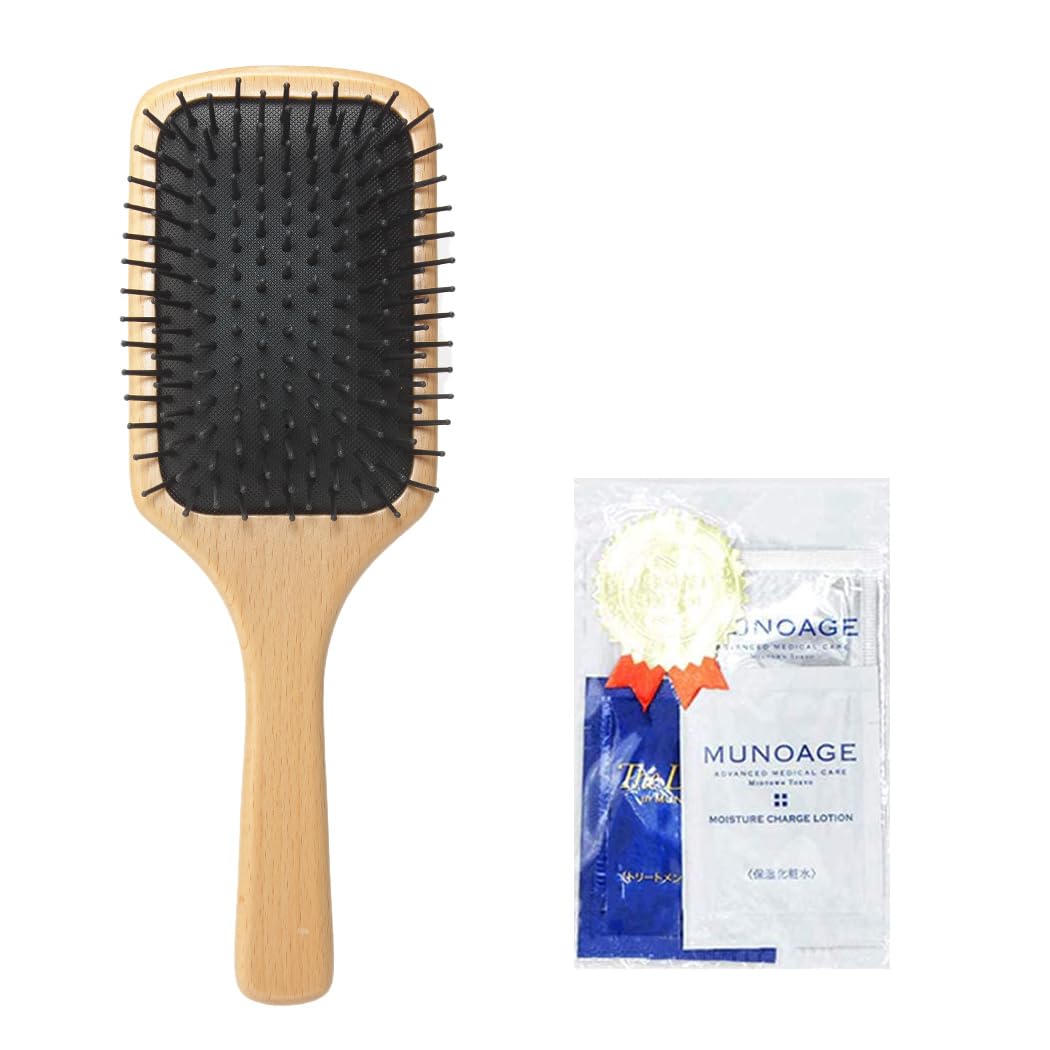 

MUNOAGE Hair Brush Store Exclusive Set Soft Cushion 24cm Wooden Paddle Elastic Hair Growth Spherical Pin Scalp Wooden Smooth Volume Beauty Hair чёрный