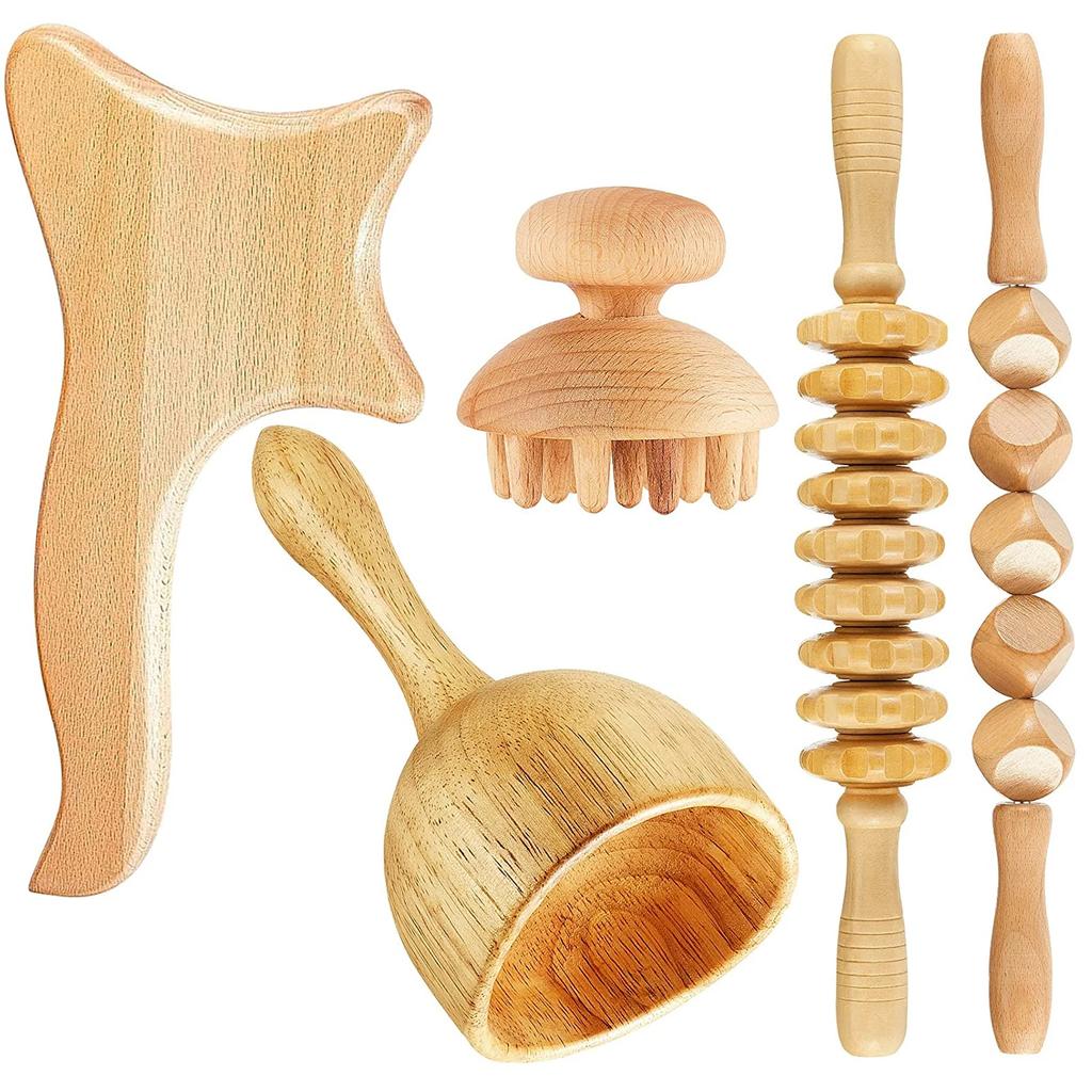 Wood Skin Scraping Therapy Complete Kit Maderotherapy Kit For Reductive Massage Professional Wood Massage Tool For Body Contour