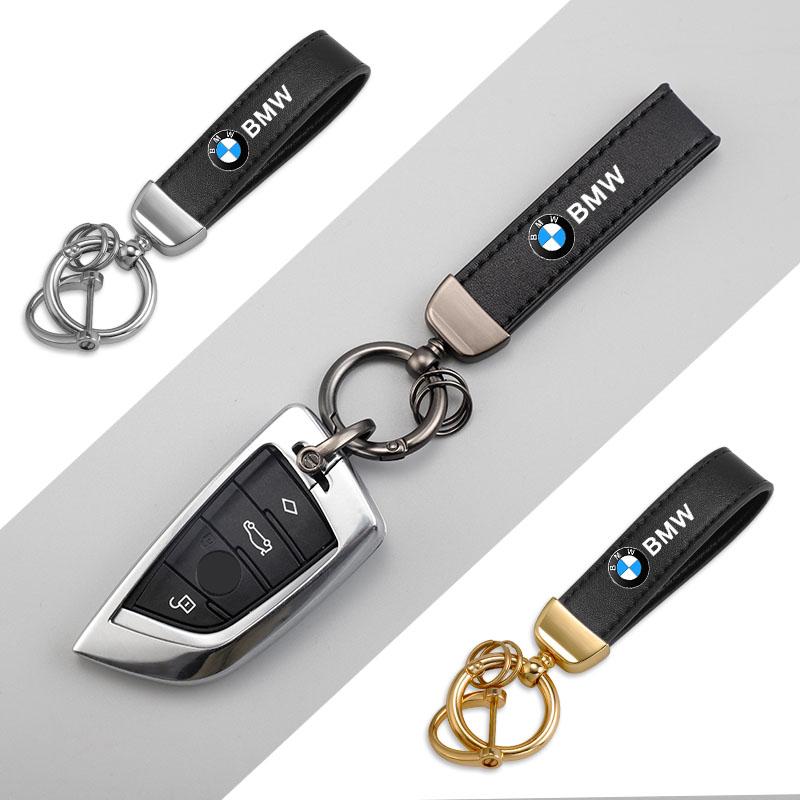 Leather Keychain Zinc Alloy Car Key Chain Ring Pendant Key Holder For BMW G01 G02 F22 F23 E46 E93 E39 G26 F01 F02 F06 Sticker cwsh87