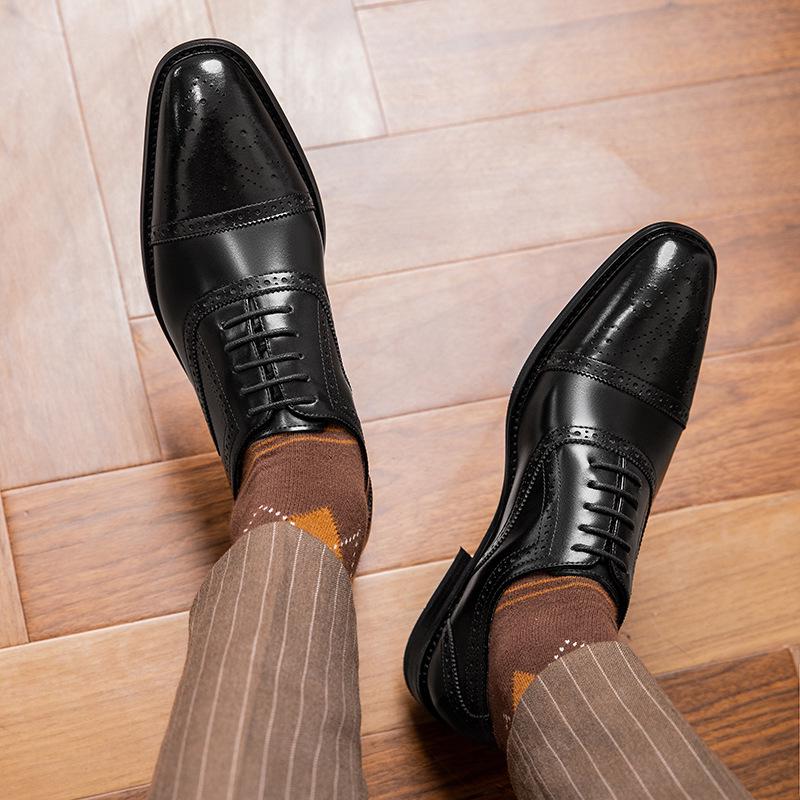 

Мужские осенние кожаные оксфордские туфли-броги: Модный, дышащий, официальный, идеально подходит для деловых встреч или свадеб. 44