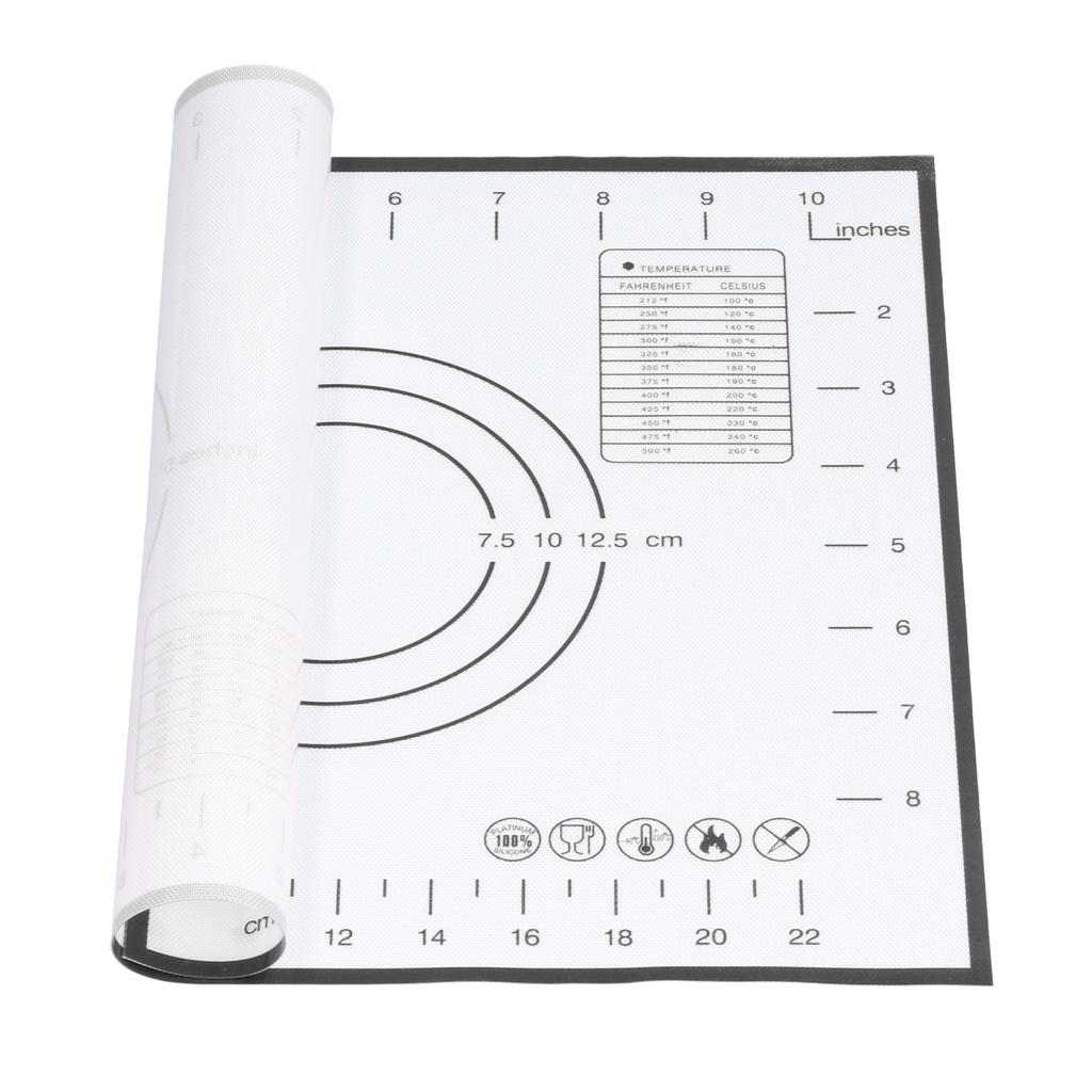 Baking Mat Silicone Non Slip Heat Resistant Dough Mat with Scale for Home Kitchen 29x26cmBlack