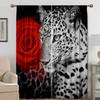 2PC Curtains With Animal Avatars Printed On Lions   Tigers   And Leopards Are Suitable For Kitchens   Cafes   Living Rooms   Balconie