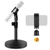 EmJTao 3-in-1 Microphone Stand Smartphone Holder Microphone Clip Adjustable Desktop Stand 5/8 Inch Screw 3/8 Inch Female Screw Metal Adapter