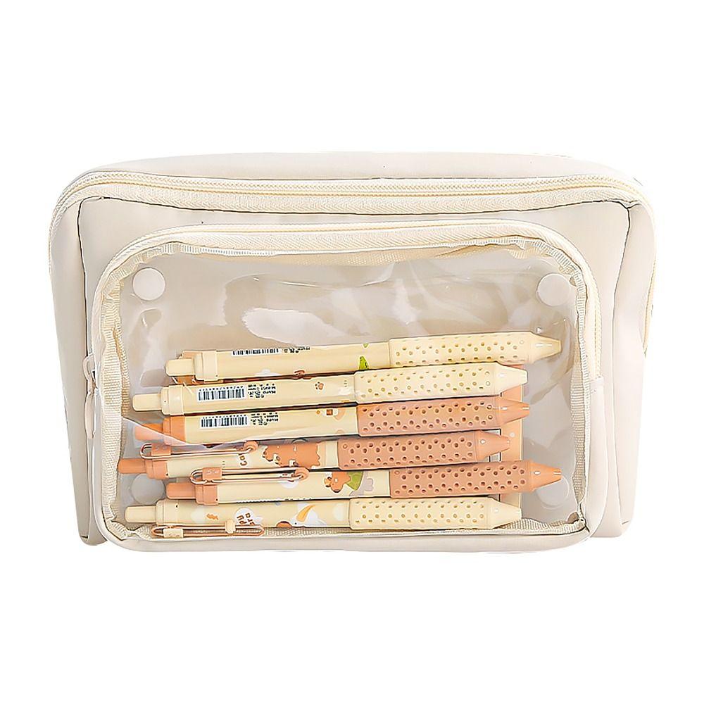 Pocket Partition Pencil Case Detachable Stationery Storage Pouch  For Office School Supplies