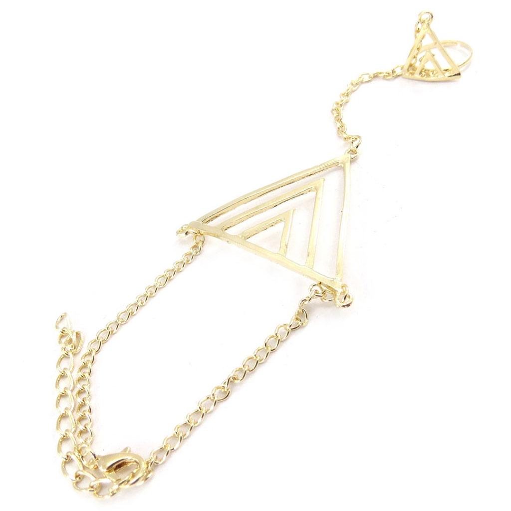 Les Trésors De Lily [J9203] - Gold 'Choreography' Ring Bracelet