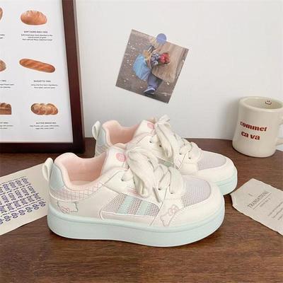 Summer Mesh Breathable Board Shoes Women's 2025 New Thick-soled Versatile White Shoes Student Casual Bread Shoes Korean