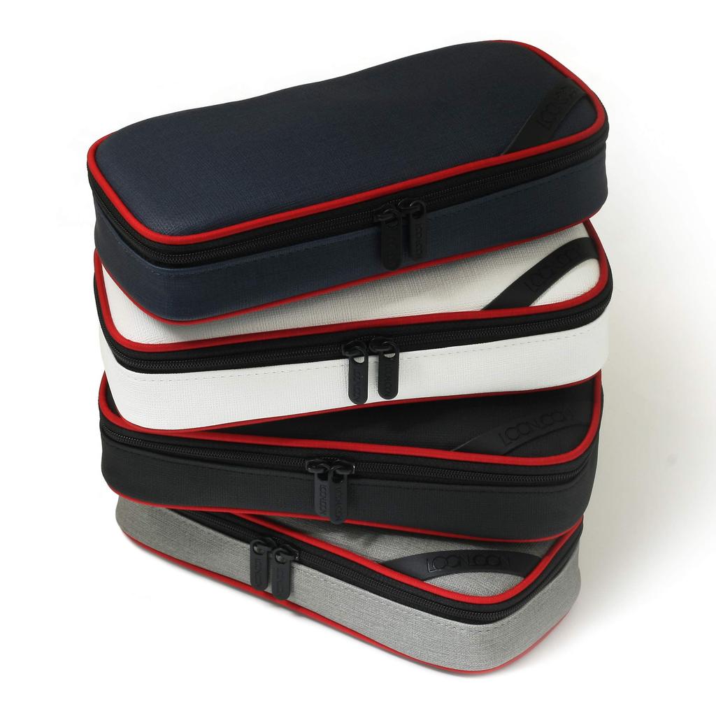 LOONLOON 660 Rainy Pencil Case, Navy, Large Capacity, Stylish, Two-Story Design, Multifunctional, Simple Design