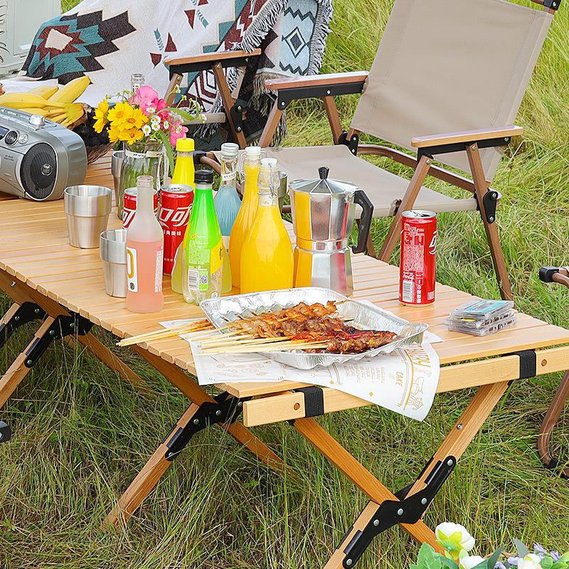 Portable Aluminum Roll-up Outdoor Folding Table & Chairs Set for Camping and Picnics, Customizable Options Available