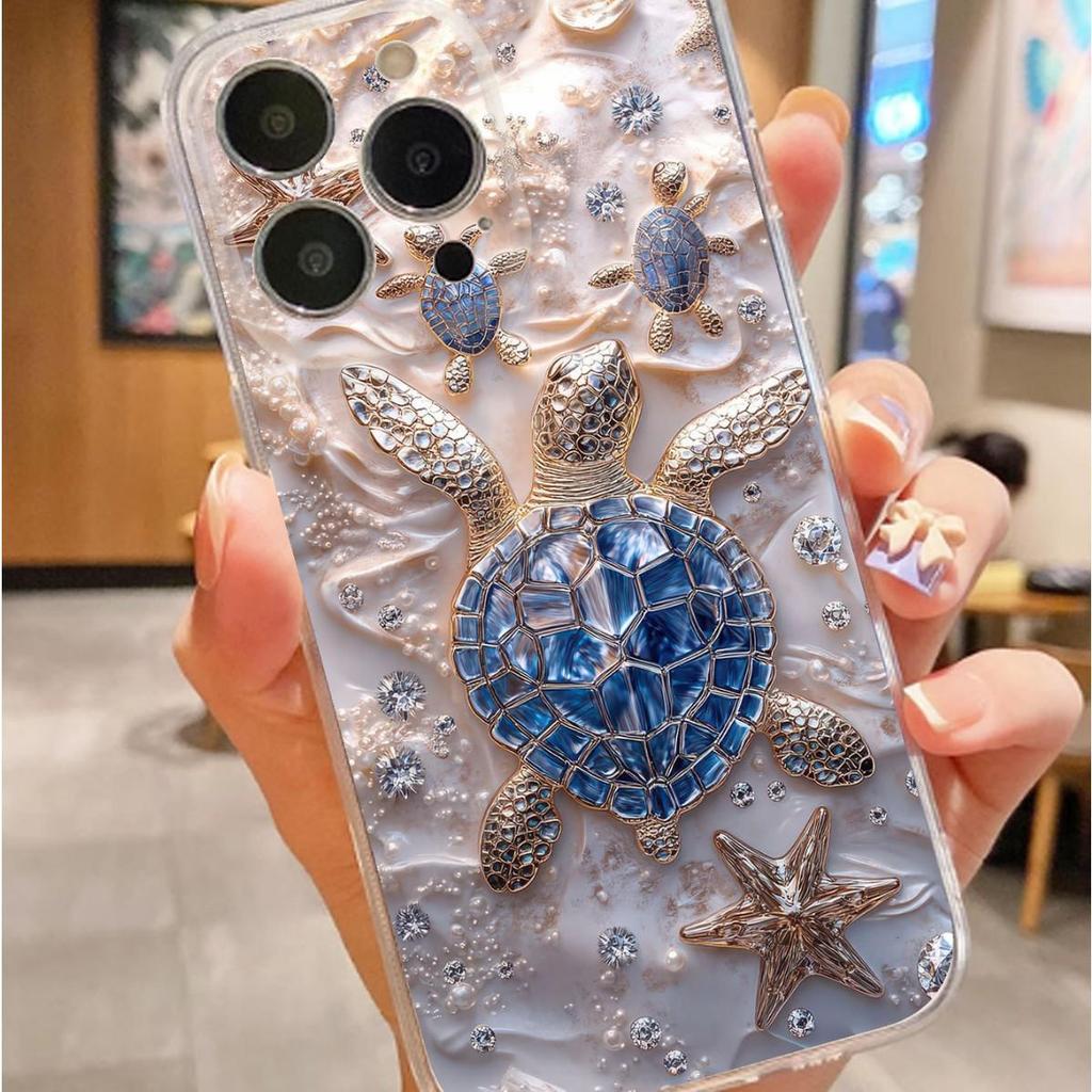 Sea Turtle Star Transparent Anti-Drop Case for iPhone 14/15/16/17 ProMax