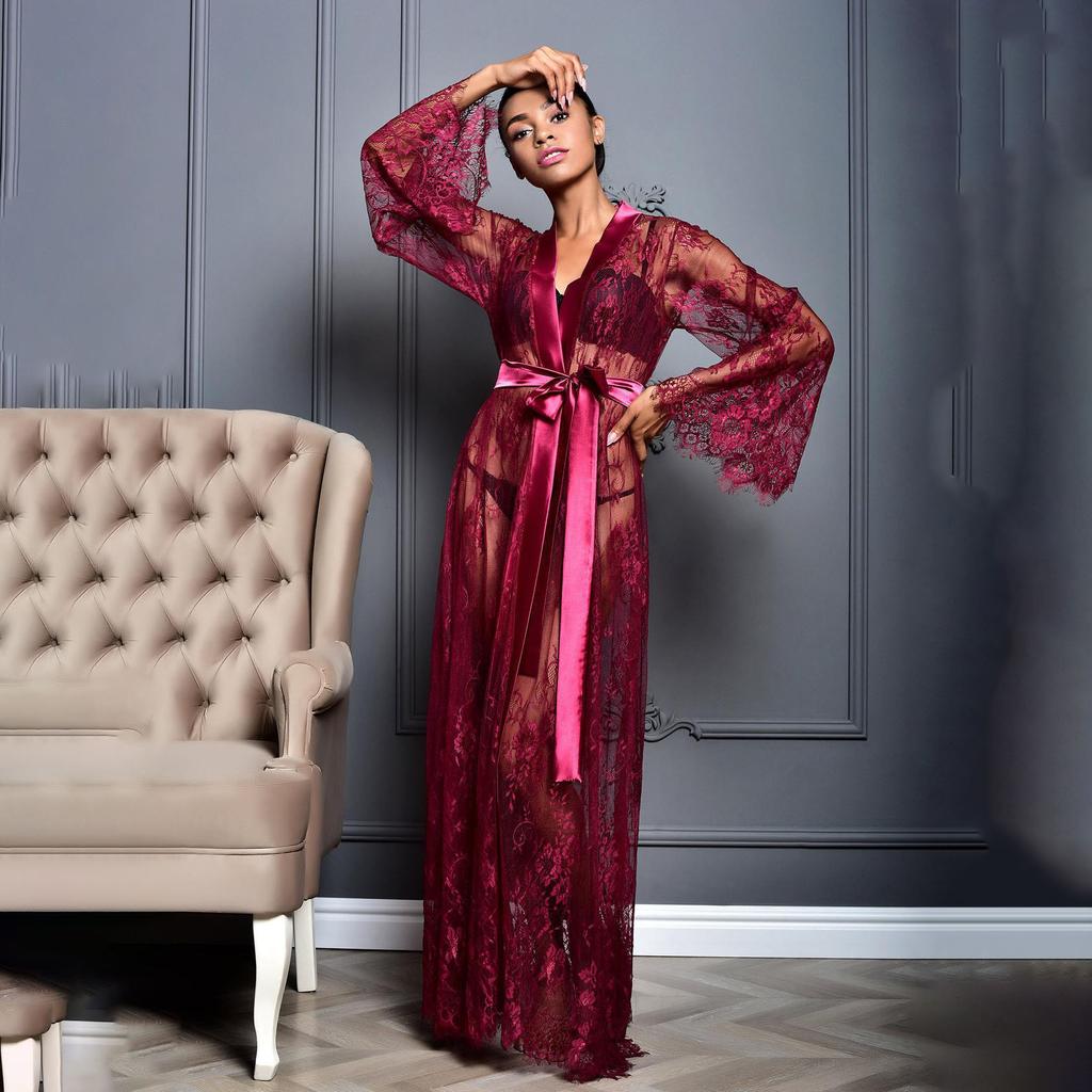See-through Women Sexy Nightdress Lingerie Long Nightgown Underwear Sleepwear