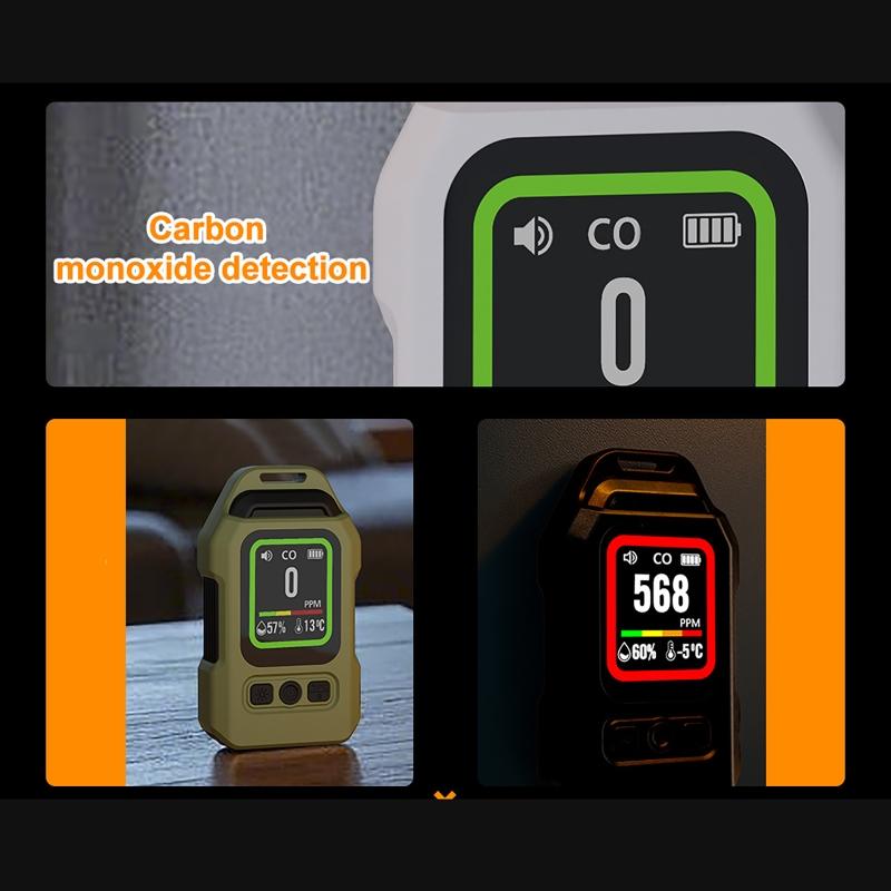 New 4 IN 1 Carbon Monoxide Detector with Alarm LCD Display Screen Humidity Temperature Detection CO Detector for Outdoor Air Concentration Monitoring