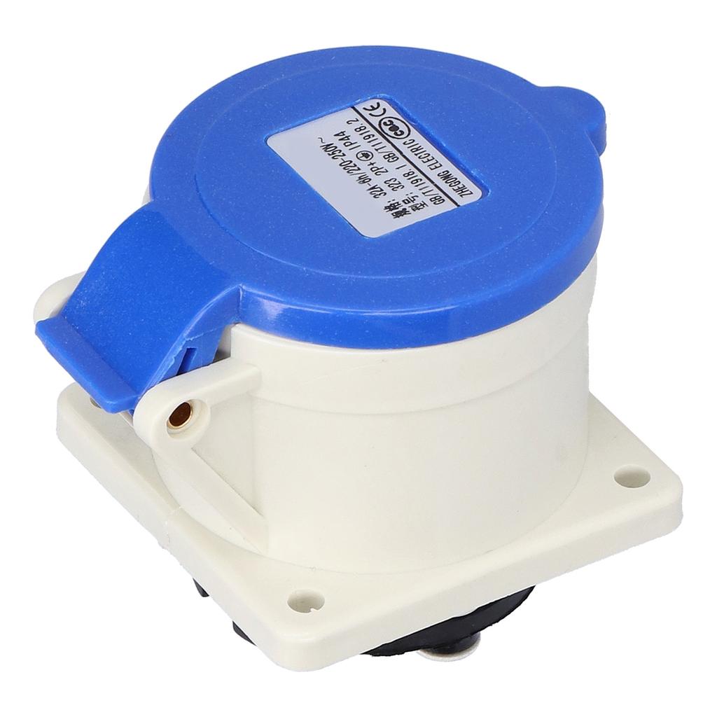 2Pcs 3 Pin Power Socket 2 Phase Industrial Concealed Straight Connector 220250V 32A 2P+E IP44