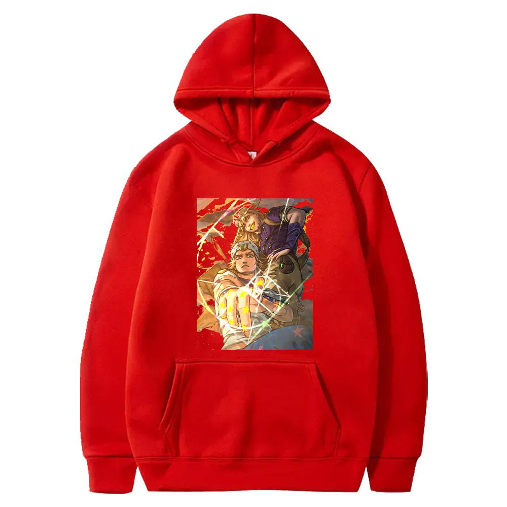 

Anime JoJo s Bizarre Adventure Streetwear Johnny Gyro Print Hooded Men Women Hoodies Casual Loose Pullover Harajuku Sweatshirt 4XL