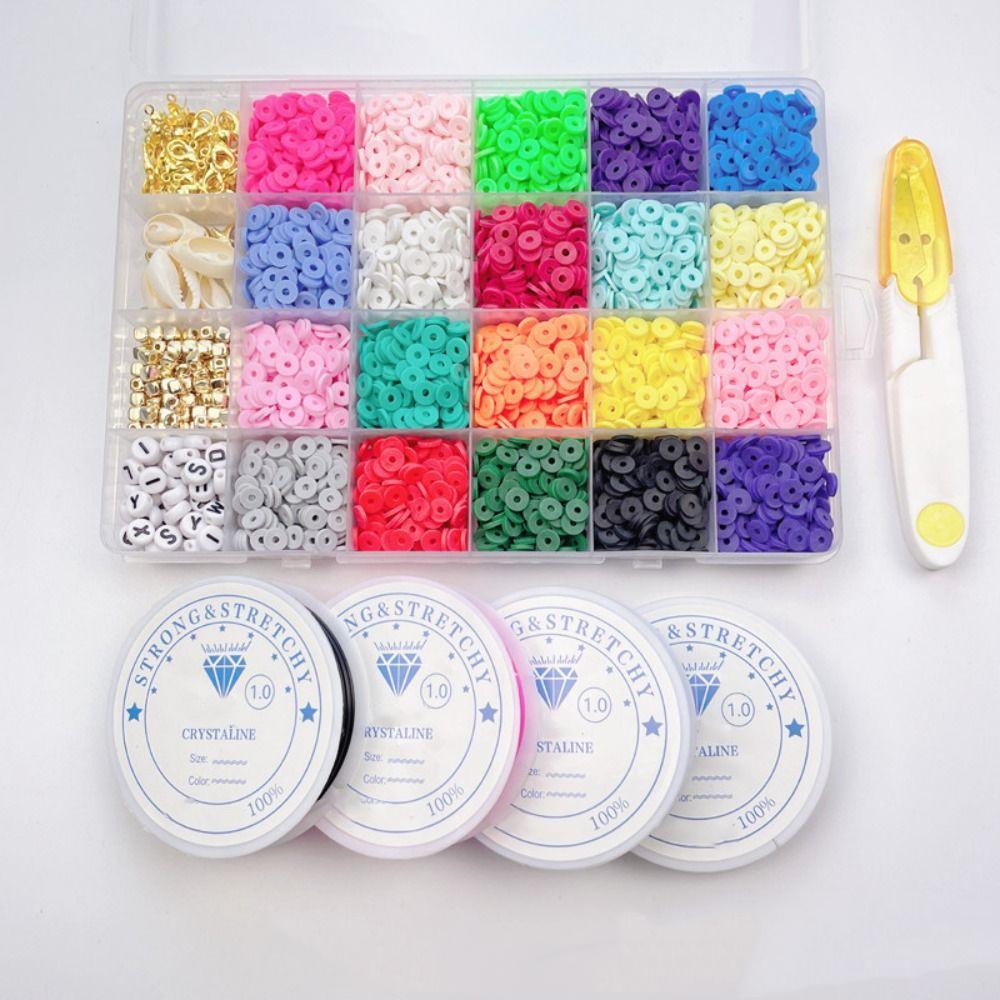 

Плоские бусины из полимерной глины, набор бусин для самостоятельного изготовления ожерелий, упаковка материалов для детских игрушек