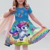 Robes d'été pour filles Licorne Enfants Robe à manches courtes Dessin animé Tout-petits Décontracté Robes droites Vêtements pour enfants 3-12 ans