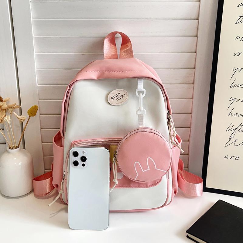 Versatile new school bag small fresh contrast kindergarten backpack two-piece cute backpack
