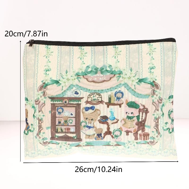 Cute Little Bear Cosmetic Bag Cartoon Canvas Makeup Bag Large Capacity Travel Toiletry Bag Clutch Bag For Girl Gifts