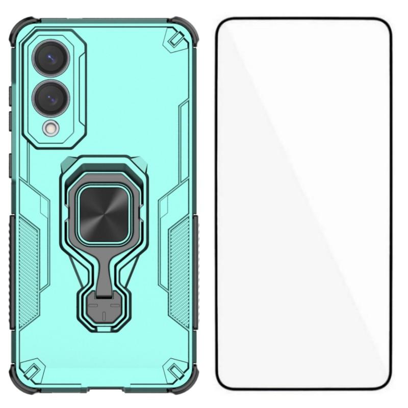 For Samsung Galaxy S25 Edge Phone Case WANLONFENG PC TPU Back Cover Kickstand with Tempered Glass