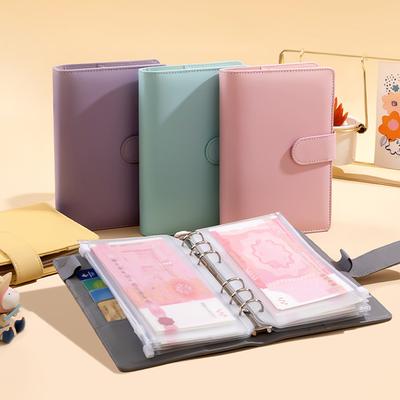 2025 A6 PU Leather Budget Binder Notebook Cash Envelopes System Set,with Binder Pockets for Money Budget Saving Bill Organizer