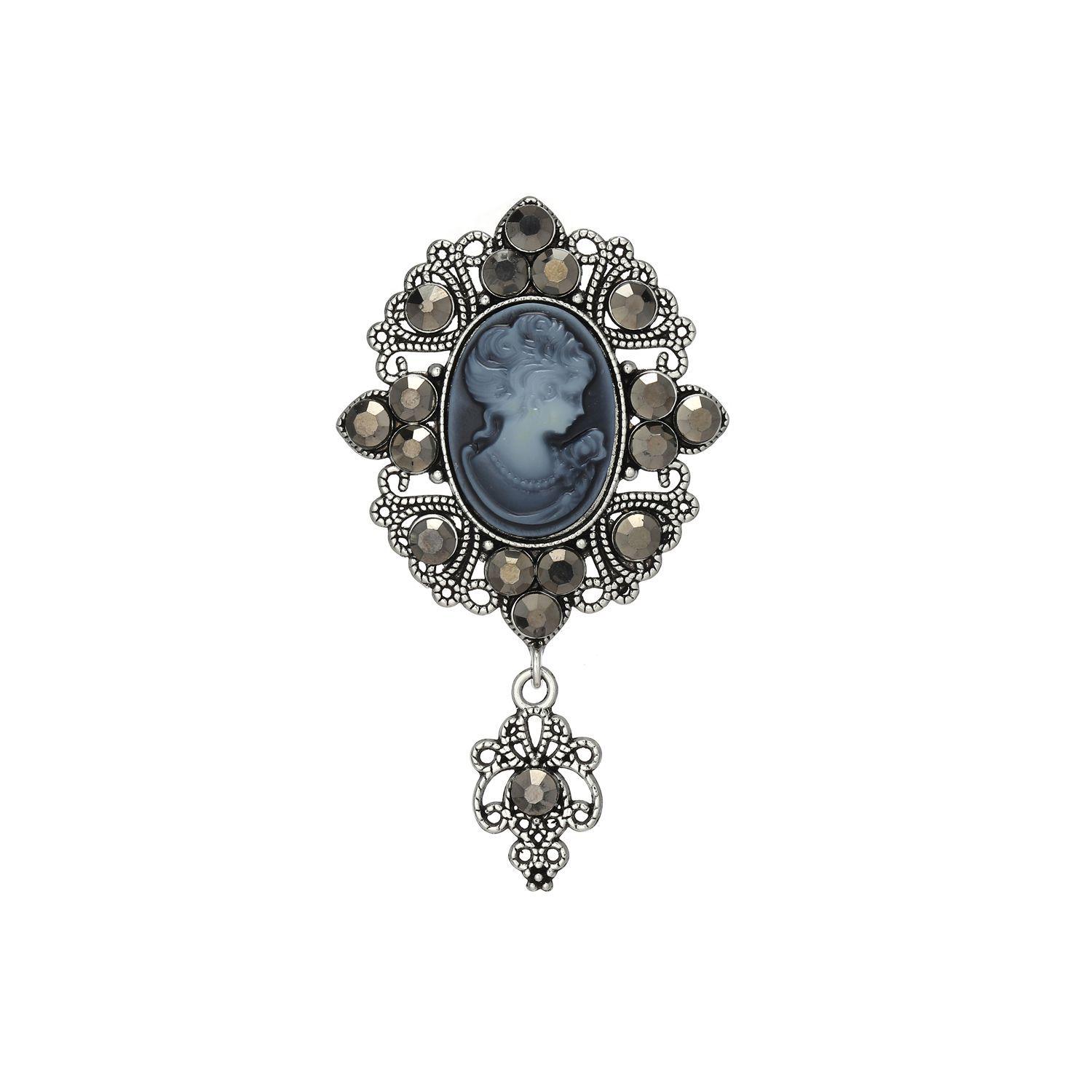 Retro Hollow-Out Rhinestone Brooch: Elegant Court-Style Women s Head Pin