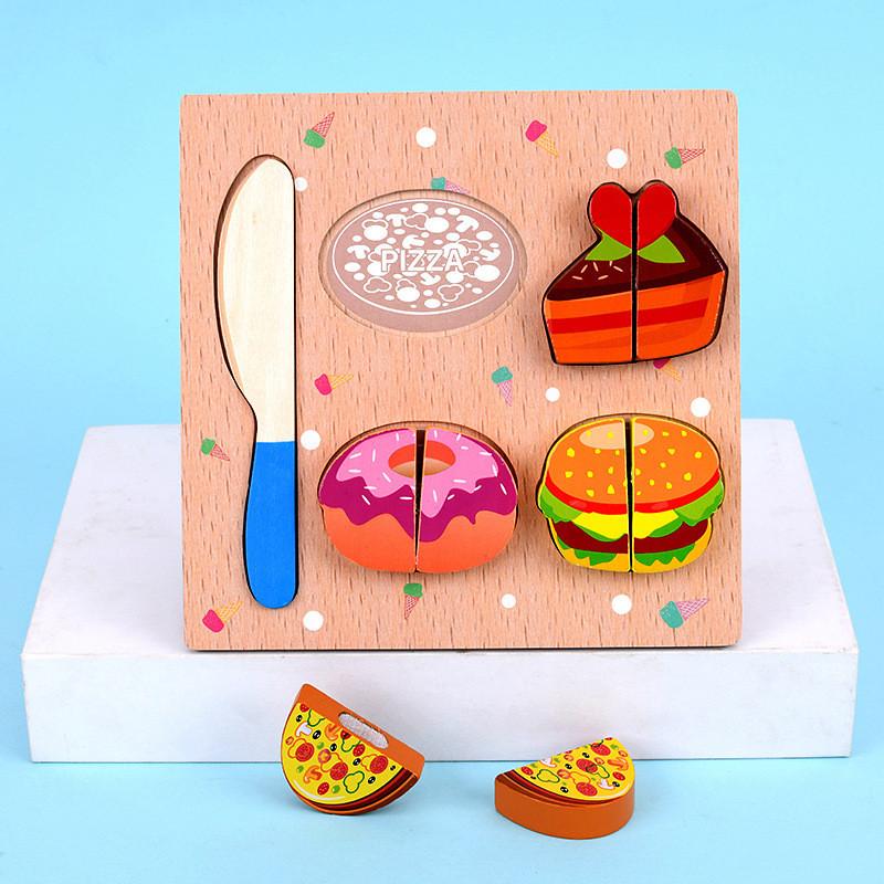 Wooden Puzzle Block Set For Kids With Colorful Fruit And Animal Designs For Early Education