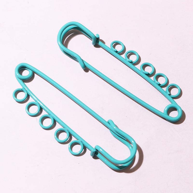 10pcs 50x16mm Safety Pins Brooch Metal Sewing Pins Clothes Pins with 3/5 Loops for Tags DIY Crafts Jewelry Making Findings