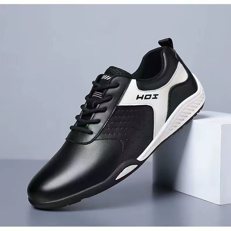 

High Quality Men s Shoes Fashion Casual Leather Shoes Lace Up Vulcanized Shoes Low-Top Men s Sneakers Business Leather Footwear 39 чорний