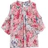 Fashion Elegant Floral Off Shoulder Chiffon Shirt Summer New Women Clothing O-Neck Ruffles Loose Casual Pullovers Blouses Female