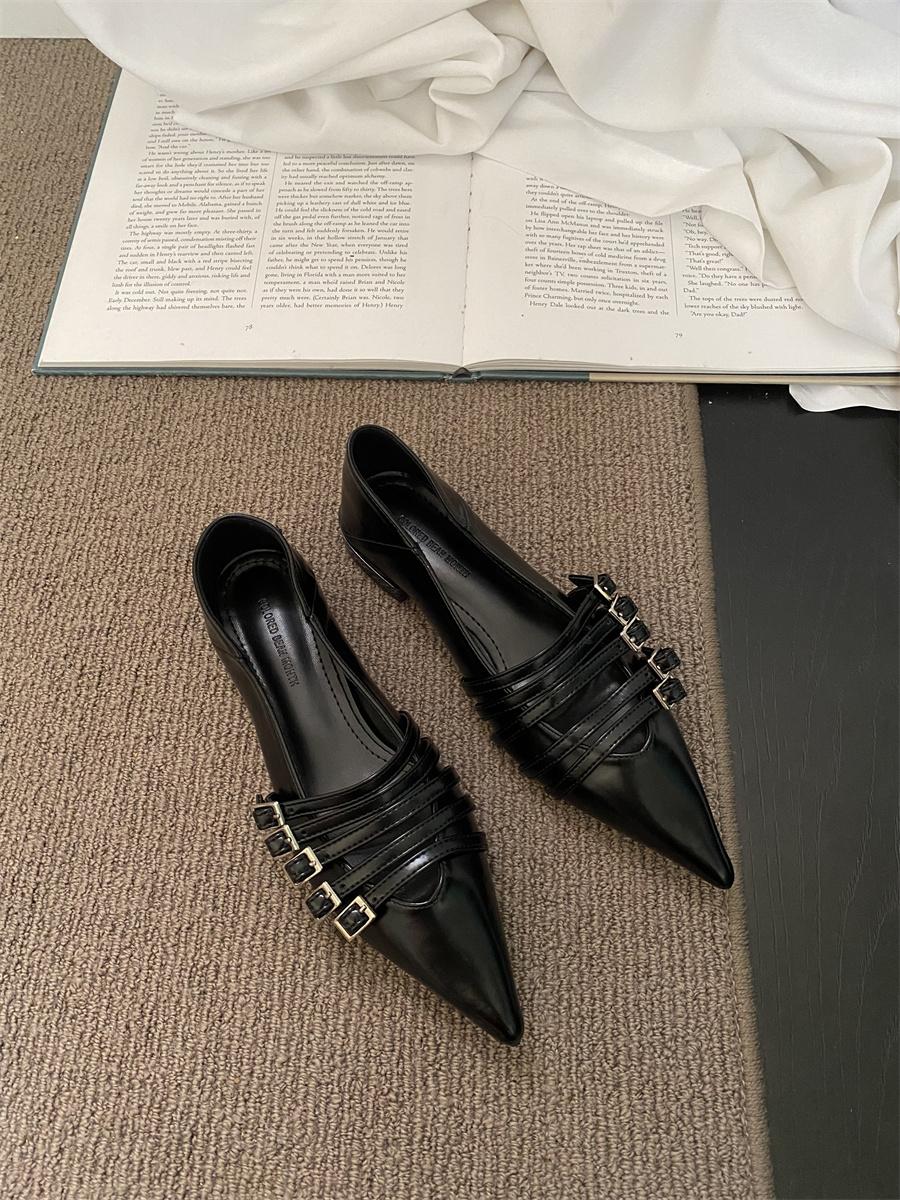 

мода Модные сандалии с острым носком на плоской подошве женские женские брендовые узкие ремешки на щиколотке женские туфли 41 чёрный