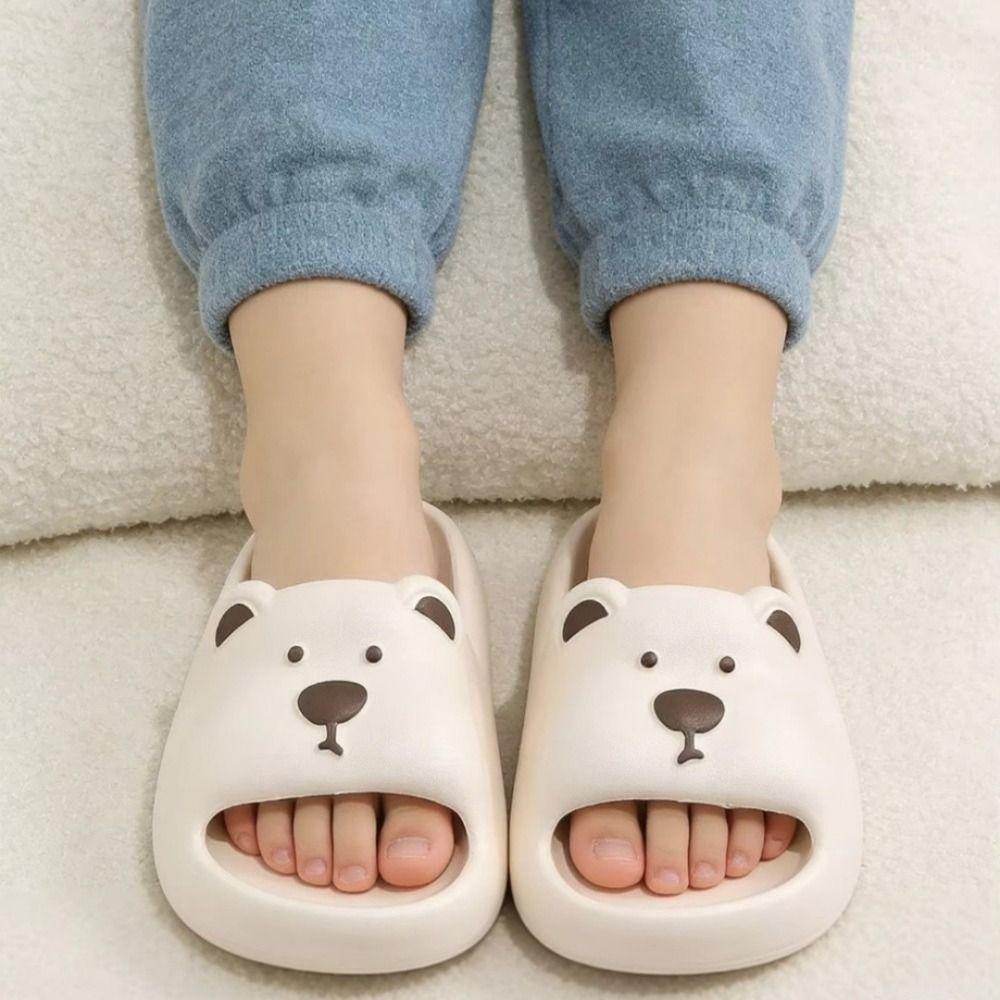 Thick Sole Indoor Flip Flops Cartoon Design Anti-Slip Slippers Practical Kids Slippers Indoor Wear