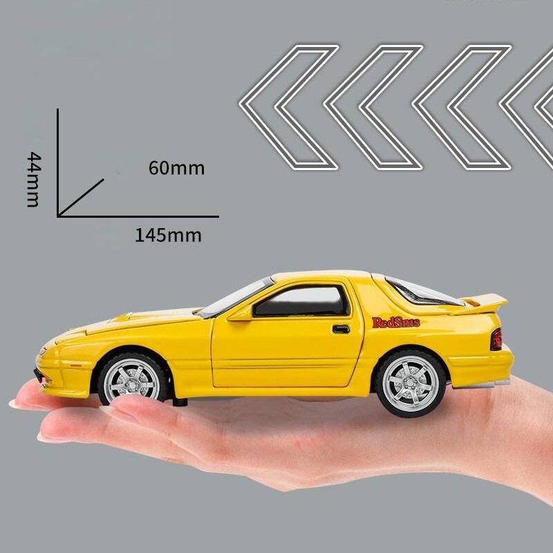 Initial D JDM Mazda RX-7 FC3S Supercar Simulation Diecast & Toy Vehicles Sounds & Light Pull Back Car 1:32 Alloy Model