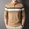 Höst Ny Medelålders Casual Mode T-shirt Temperament Långärmad POLO-tröja Herrars Slag Nedre Tröja