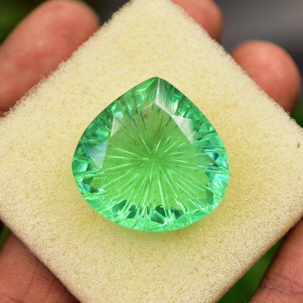 Natural Green Topaz Loose Gemstone 25x25mm Pear Cut for Jewelry Making and Gem Collections